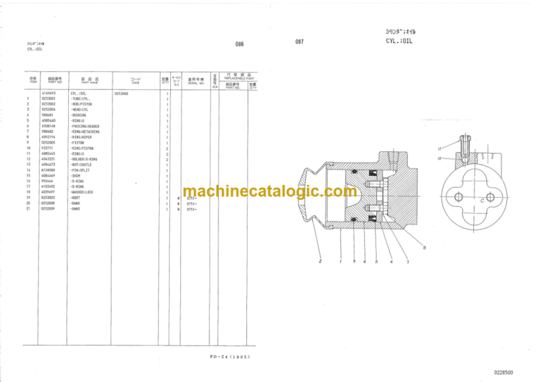 Hitachi KH180-5 Equipment Components Parts Catalog