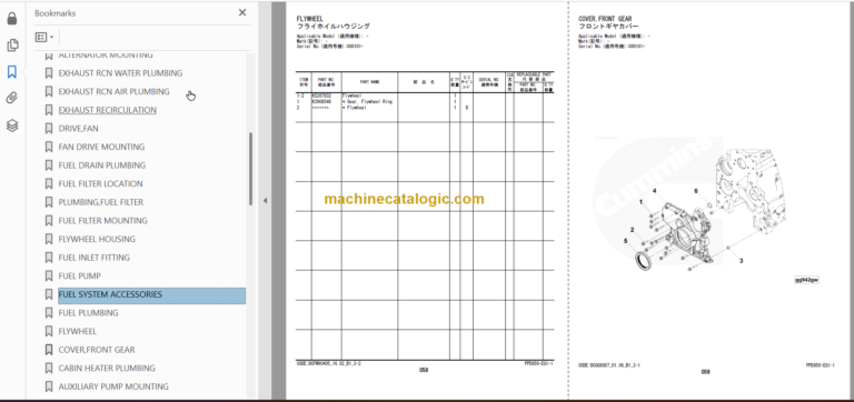 Hitachi ZW180-6 Wheel Loader Engine Parts Catalog