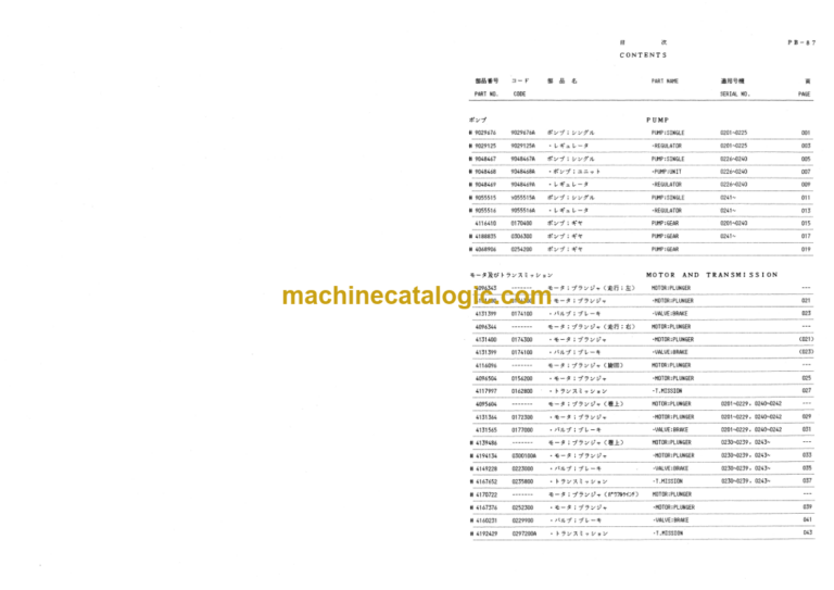 Hitachi KH700-2 Equipment Components Parts Catalog