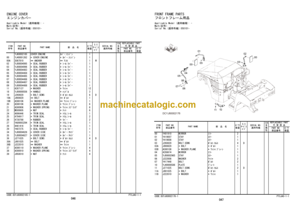 Hitachi ZC35C-5 ZC35T-5 Vibratory Roller (PTCJA0-1-1) Parts Catalog