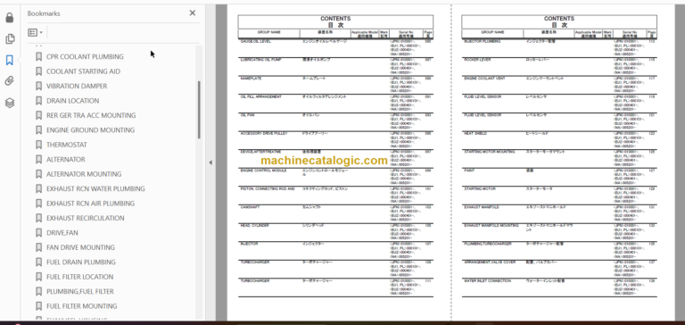 Hitachi ZW180-6 180PL-6 Wheel Loader Engine Parts Catalog