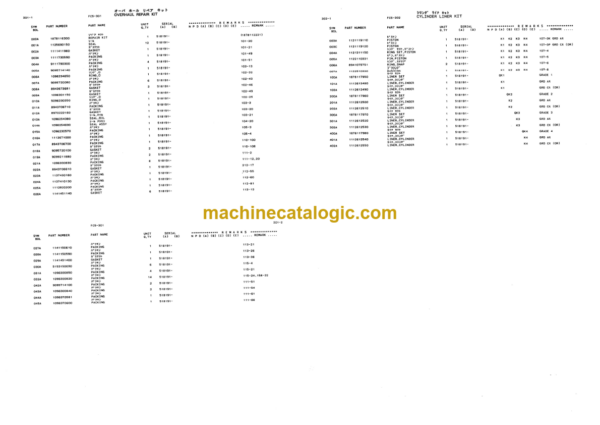 Hitachi ZW180-G Wheel Loader Engine Parts Catalog