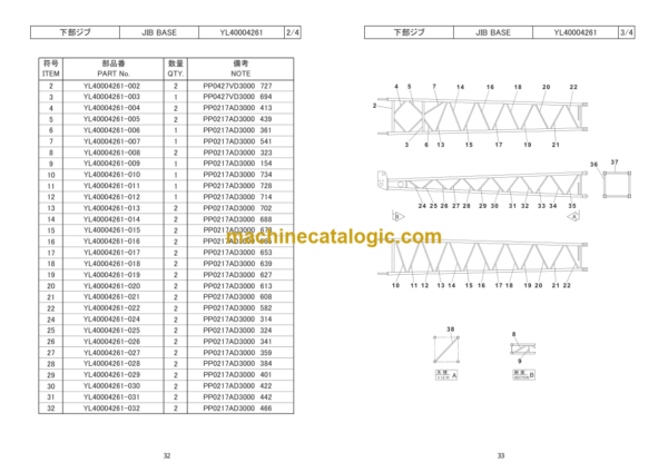 Hitachi Sumitomo SCX800A-3 Bracing List