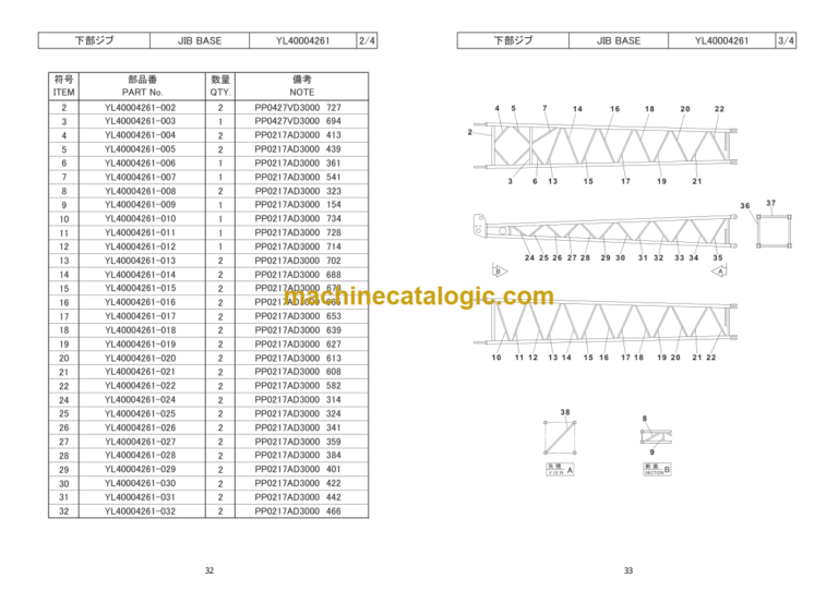 Hitachi Sumitomo SCX800A-3 Bracing List