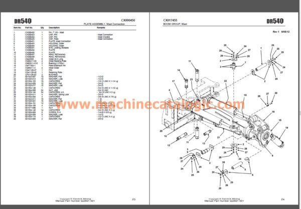 Sandvik DR540 Drill Spare Parts catalog