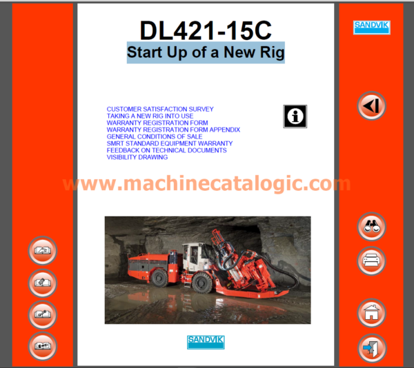 Sandvik DL421-15C Drilling Rig Toolman (Service Manual, Parts Catalog, Operator's and Maintenance