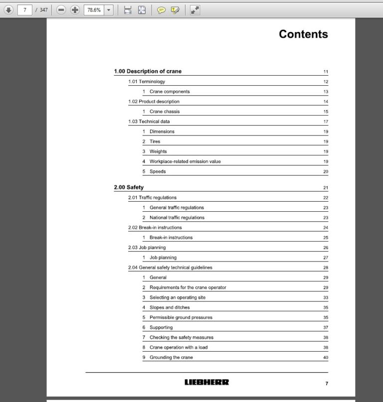 Liebherr MK 63 Mobile Crane Operating instructions