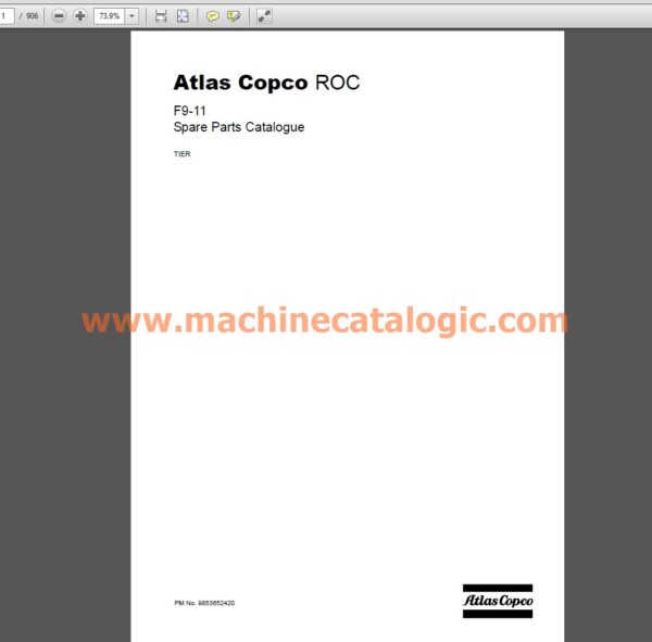 Atlas Copco Roc F9-11 Rock Drill Spare Parts Catalogue