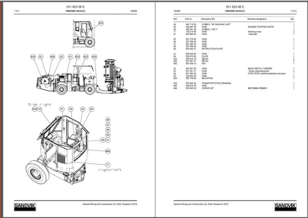 Sandvik DL420-15C Drilling Rig Spare Parts Manual