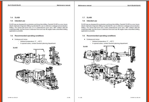Sandvik DL410, DL420, DL430 Drilling Rig Maintenance Manual