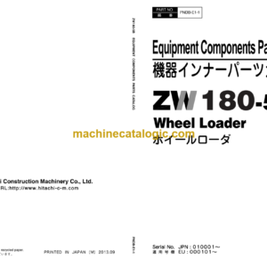 Hitachi ZW180-5B Wheel Loader Equipment Components Parts Catalog