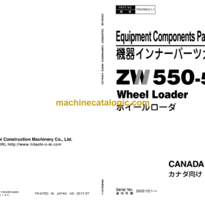 Hitachi ZW550-5B Wheel Loader Equipment Components Parts Catalog (PNHFE-60-E1-1)