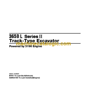 Caterpillar 365B L Series II Track Type Excavator Parts Manual