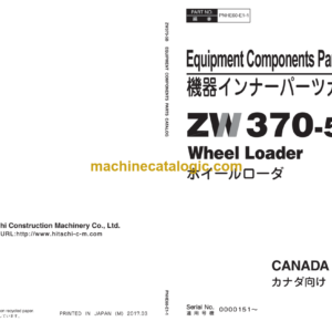 Hitachi ZW370-5B Wheel Loader Equipment Components Parts Catalog (PNHE60-E1-1)