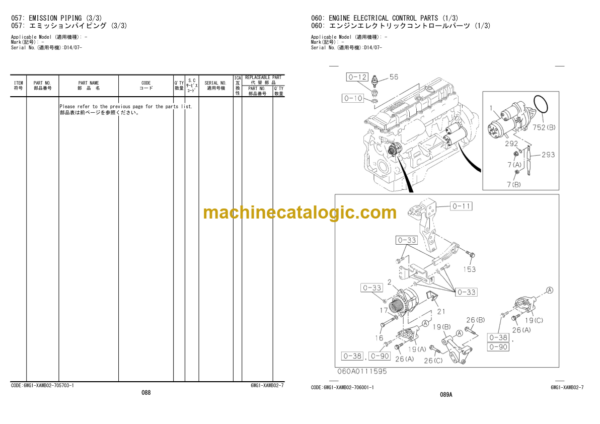 Hitachi ZW550-6 Wheel Loader Engine Parts Catalog