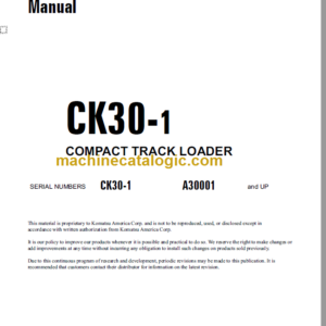 Komatsu CK30-1 Compact Track Loader Shop Manual