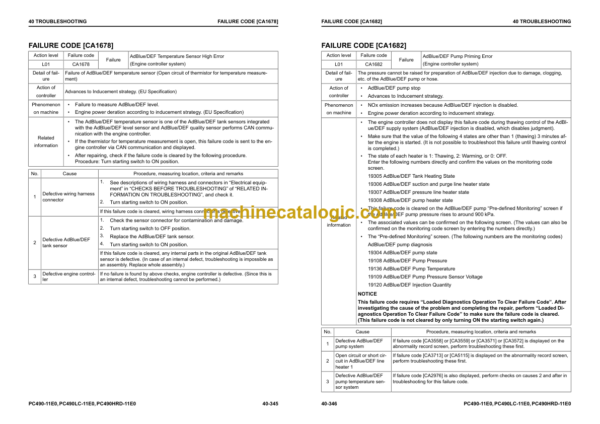 Komatsu PC490 -11E0 PC490LC -11E0 PC490HRD-11E0 (SERIAL NUMBERS K75001 and up) Shop Manual