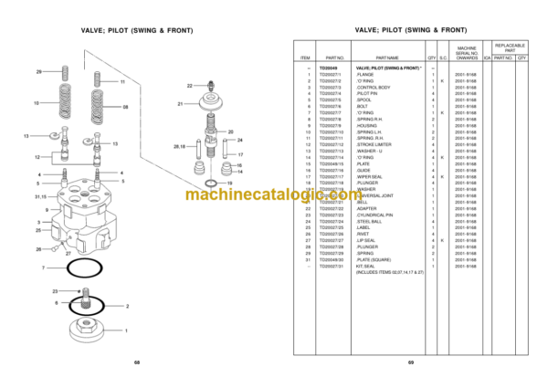 TATA Hitachi EX200 LCi Hydraulic Excavator Parts Catalog