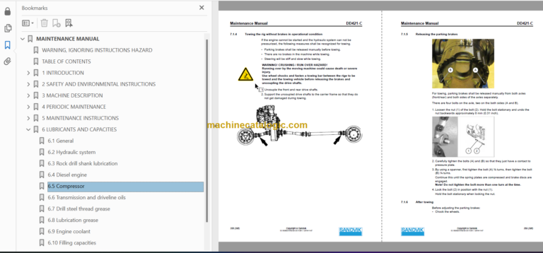 Sandvik DD421-60C Maintenance Manual Serial No. 116D46806-1