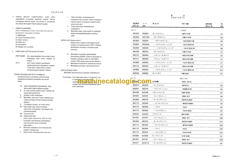 Hitachi Sumitomo SCX700-2 Equipment Components Parts Catalogg