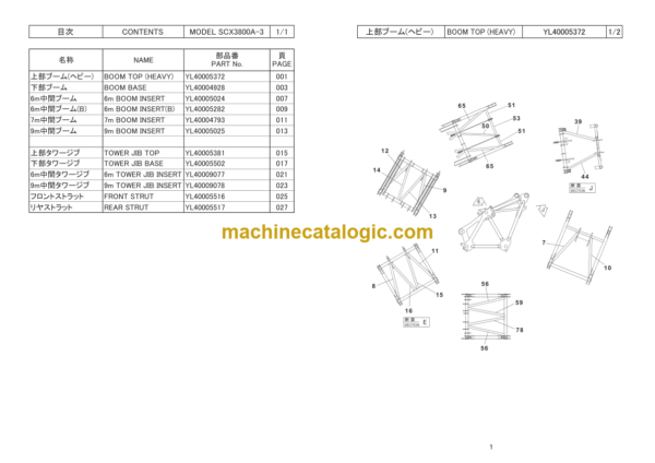 Hitachi Sumitomo SCX3800A-3 Bracing List