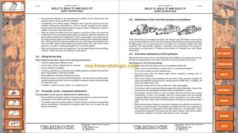 Sandvik SOLO 7-15 F Maintenance Manual Serial No. 106A9520-1