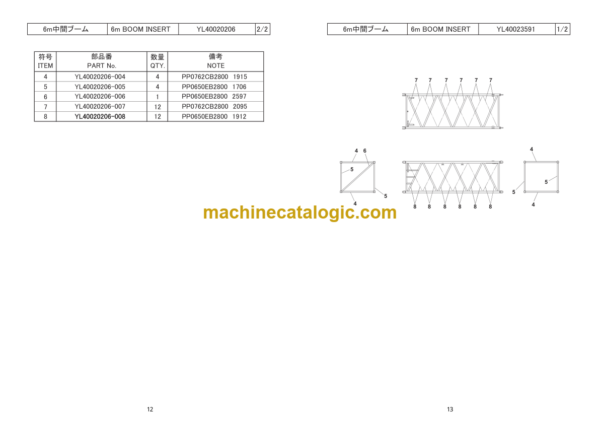 Hitachi Sumitomo SCX1800A-3 Bracing List