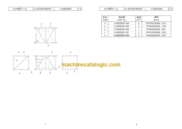 Hitachi Sumitomo SCX1800A-3 Bracing List