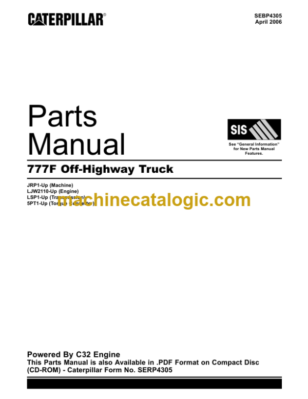 Caterpillar 777F Off-Highway Truck Parts Manual