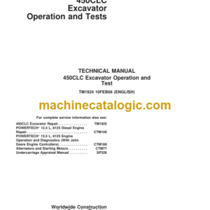 John Deere 450CLC Excavator Operation and Test Technical Manual