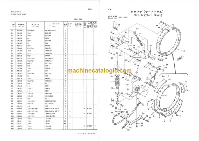 Hitachi KH150-3 Crawler Crane Parts Catalog Serial No.0803-
