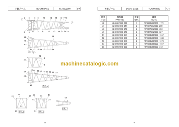 Hitachi Sumitomo SCX1200HD-2 Bracing List