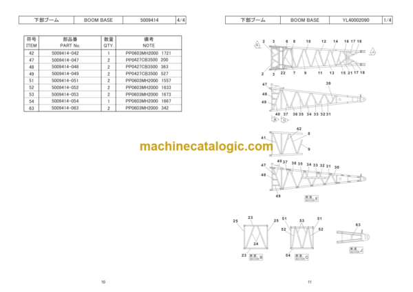 Hitachi Sumitomo SCX1200HD-2 Bracing List