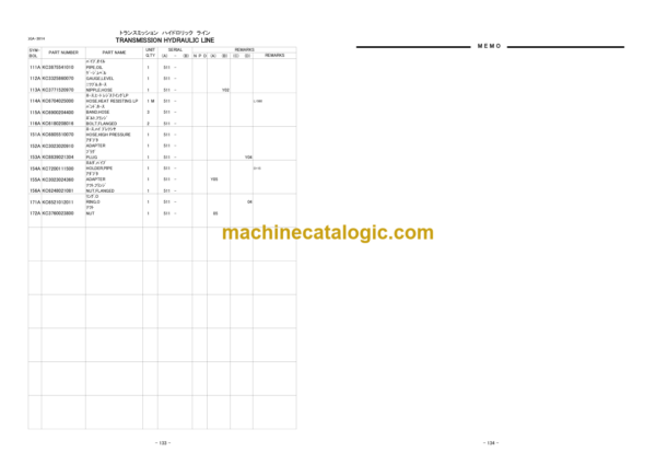 Hitachi ZW220-G Wheel Loader Parts Catalog