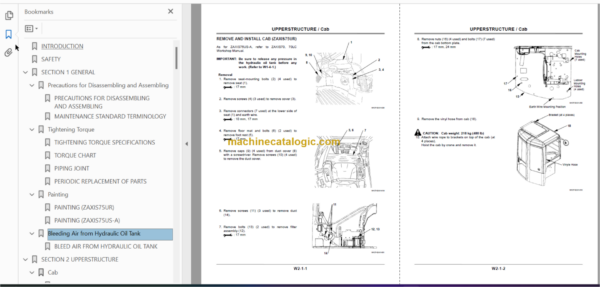 Hitachi ZX75US-7 Hydraulic Excavator Technicial and Workshop Manual