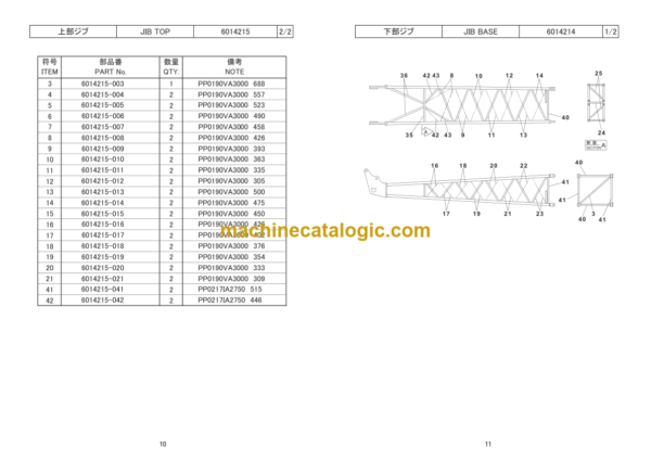 Hitachi Sumitomo SCX400 Bracing List