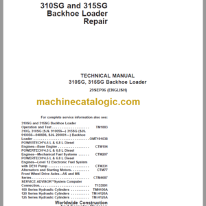 John Deere 310SG 315SG Backhoe Loader Repair Technical Manual