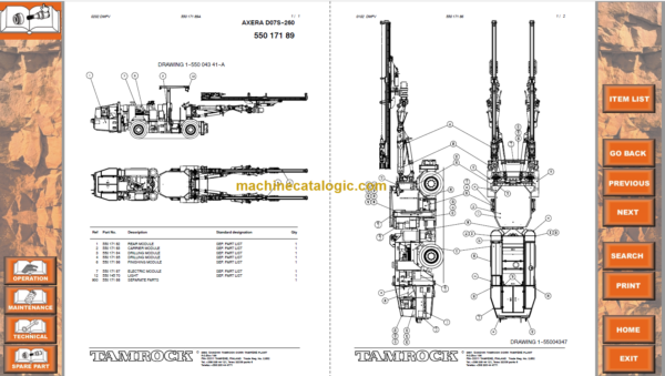 SANDVIK AXERA D07–S 260 Parts Manual Serial No. 102D3839-1