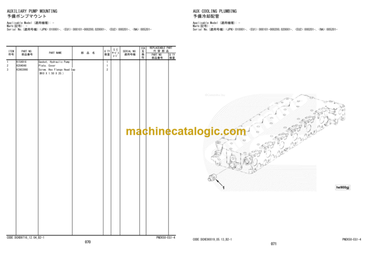 Hitachi ZW220-6 Wheel Loader Engine Parts Catalog (PNEK50-EG1-4)