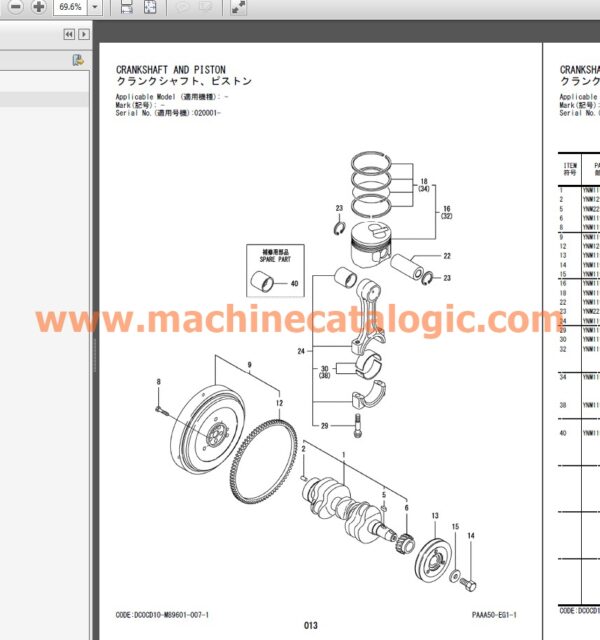 Hitachi ZX10U-6 Engine Parts book