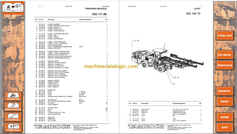 SANDVIK AXERA D07–S 260 Parts Manual Serial No. 102D3839-1