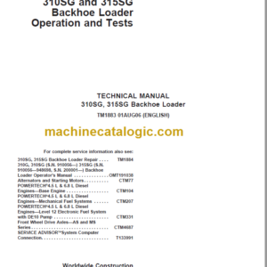 JOHN DEERE 310SG 315SG Backhoe Loader Technical Manual