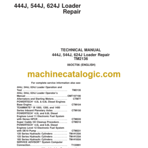 John Deere 444J 544J 624J Loader Repair Technical Manual