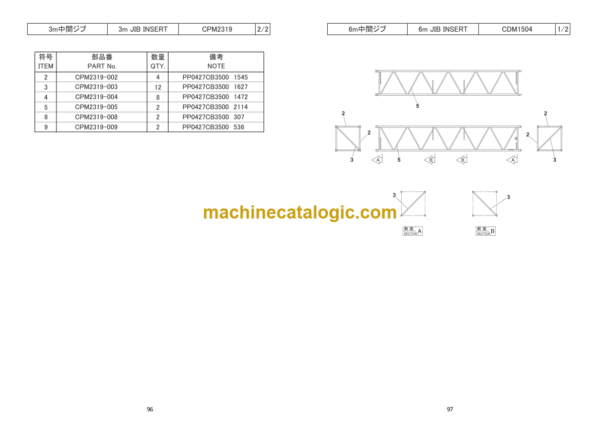 Hitachi Sumitomo SCX2500 Bracing List