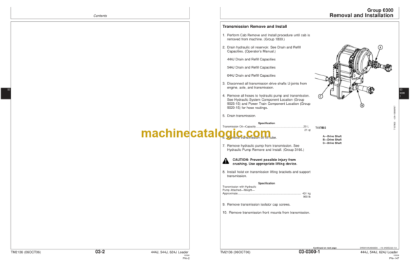 John Deere 444J 544J 624J Loader Repair Technical Manual