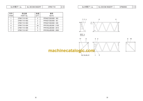 Hitachi Sumitomo SCX2500 Bracing List