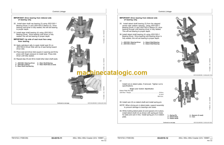 John Deere 450J 550J 650J Crawler Dozer Repair Technical Manual