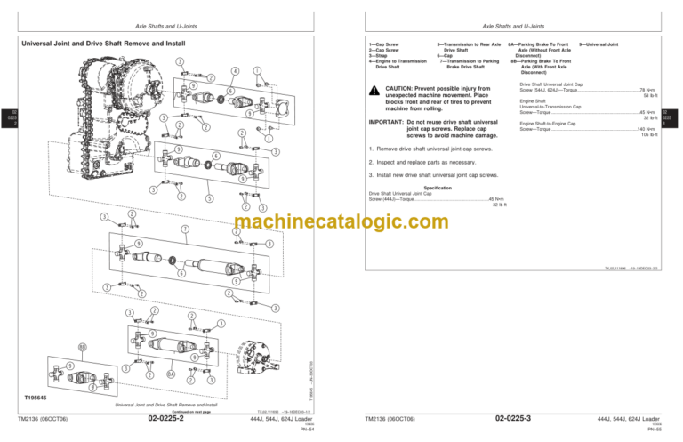 John Deere 444J 544J 624J Loader Repair Technical Manual