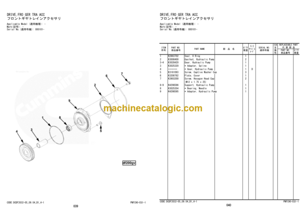 Hitachi ZW310-5A Wheel Loader Engine Parts Catalog