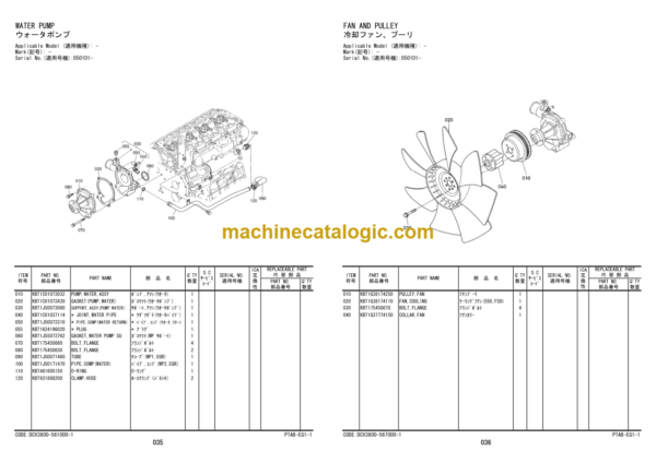 Hitachi ZC220P-5 Tired Roller Engine Parts Catalog